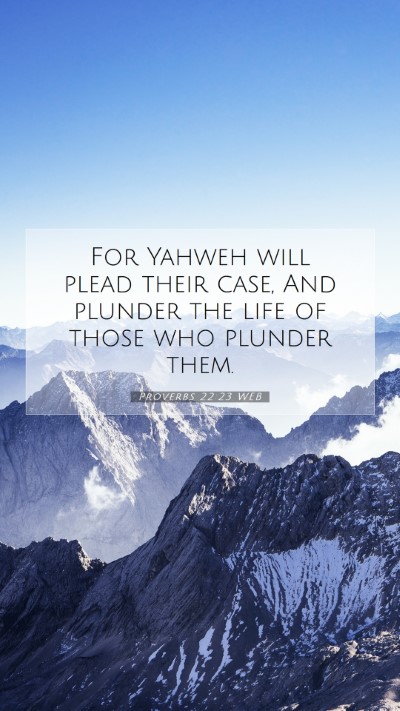 Picture 07 - Proverbs 22:23 WEB Mobile Phone Wallpaper - For Yahweh will plead their case, And plunder the - Mobile Bible Verse Wallpaper