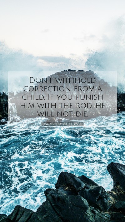 Picture 07 - Proverbs 23:13 WEB Mobile Phone Wallpaper - Don't withhold correction from a child. If you - Mobile Bible Verse Wallpaper