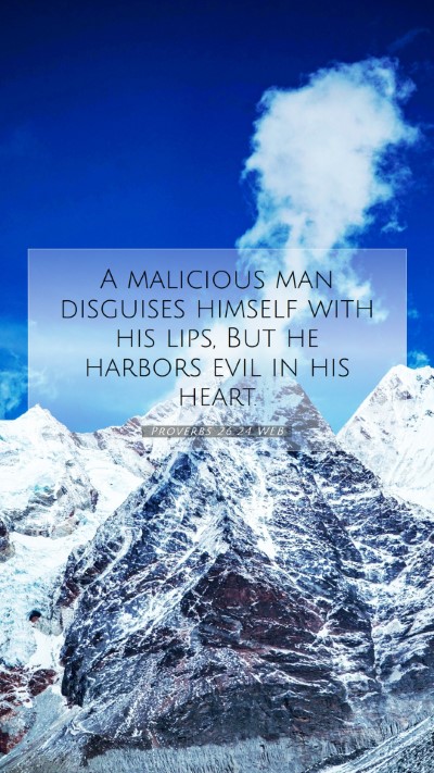 Picture 07 - Proverbs 26:24 WEB Mobile Phone Wallpaper - A malicious man disguises himself with his lips, - Mobile Bible Verse Wallpaper