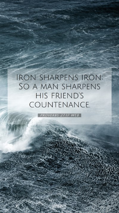 Picture 07 - Proverbs 27:17 WEB Mobile Phone Wallpaper - Iron sharpens iron; So a man sharpens his - Mobile Bible Verse Wallpaper