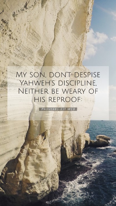 Picture 07 - Proverbs 3:11 WEB Mobile Phone Wallpaper - My son, don't despise Yahweh's discipline, - Mobile Bible Verse Wallpaper