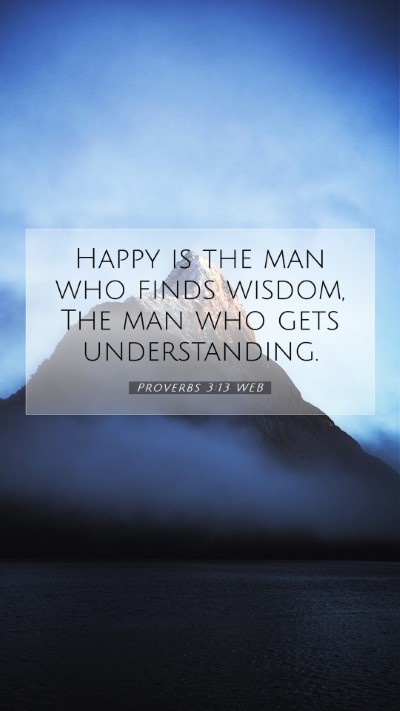 Picture 07 - Proverbs 3:13 WEB Mobile Phone Wallpaper - Happy is the man who finds wisdom, The man who - Mobile Bible Verse Wallpaper