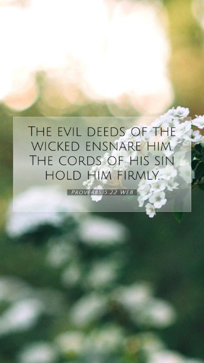 Picture 07 - Proverbs 5:22 WEB Mobile Phone Wallpaper - The evil deeds of the wicked ensnare him. The - Mobile Bible Verse Wallpaper