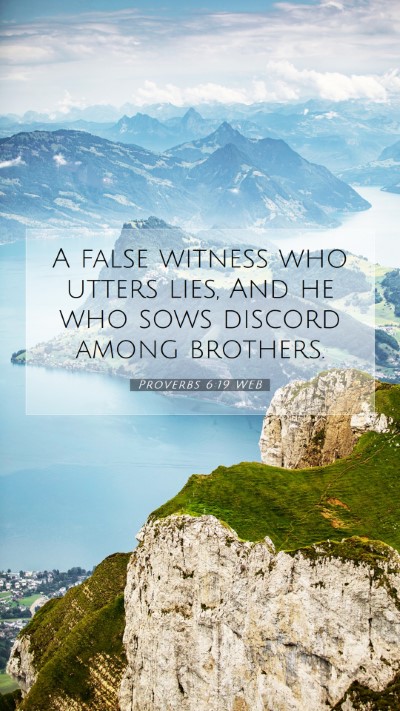 Picture 07 - Proverbs 6:19 WEB Mobile Phone Wallpaper - A false witness who utters lies, And he who sows - Mobile Bible Verse Wallpaper