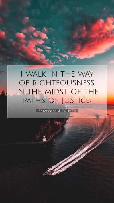 Picture 07 - Proverbs 8:20 WEB Mobile Phone Wallpaper - I walk in the way of righteousness, In the midst - Mobile Bible Verse Wallpaper