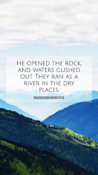 Picture 07 - Psalms 105:41 WEB Mobile Phone Wallpaper - He opened the rock, and waters gushed out. They - Mobile Bible Verse Wallpaper