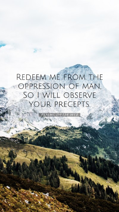 Picture 07 - Psalms 119:134 WEB Mobile Phone Wallpaper - Redeem me from the oppression of man, So I will - Mobile Bible Verse Wallpaper