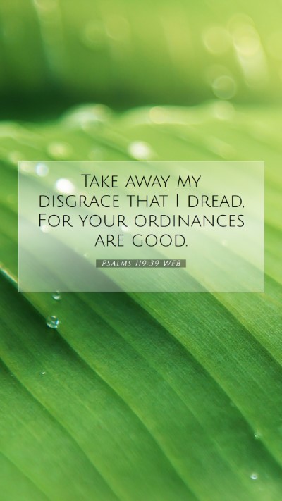 Picture 07 - Psalms 119:39 WEB Mobile Phone Wallpaper - Take away my disgrace that I dread, For your - Mobile Bible Verse Wallpaper