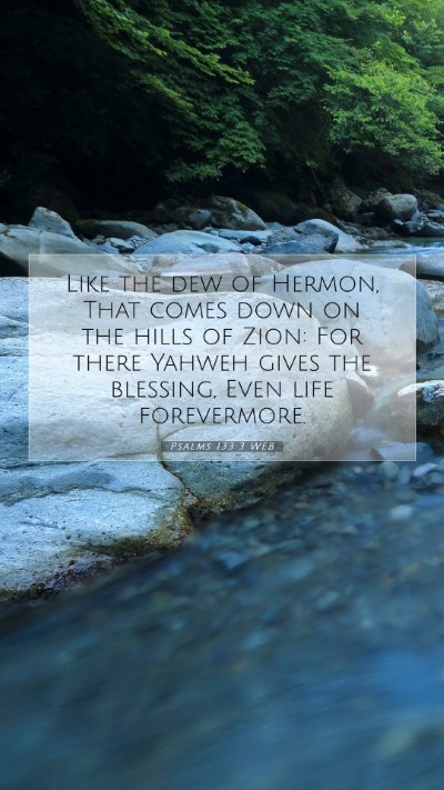Picture 07 - Psalms 133:3 WEB Mobile Phone Wallpaper - Like the dew of Hermon, That comes down on the - Mobile Bible Verse Wallpaper