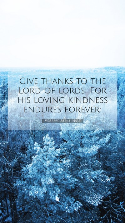 Picture 07 - Psalms 136:3 WEB Mobile Phone Wallpaper - Give thanks to the Lord of lords; For his loving - Mobile Bible Verse Wallpaper