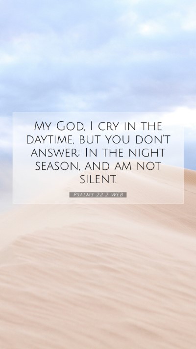 Picture 07 - Psalms 22:2 WEB Mobile Phone Wallpaper - My God, I cry in the daytime, but you don't - Mobile Bible Verse Wallpaper