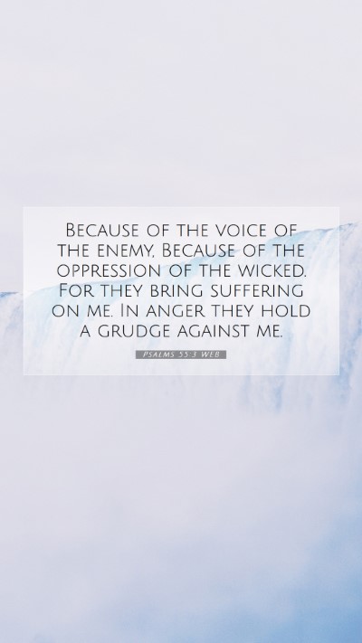 Picture 07 - Psalms 55:3 WEB Mobile Phone Wallpaper - Because of the voice of the enemy, Because of the - Mobile Bible Verse Wallpaper
