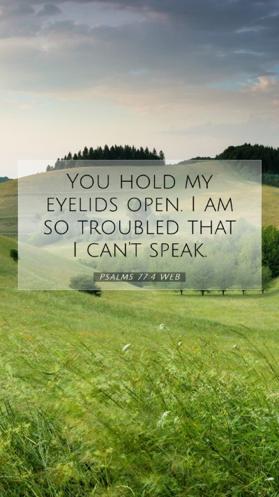 Picture 07 - Psalms 77:4 WEB Mobile Phone Wallpaper - You hold my eyelids open. I am so troubled that I - Mobile Bible Verse Wallpaper