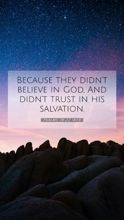 Picture 07 - Psalms 78:22 WEB Mobile Phone Wallpaper - Because they didn't believe in God, And didn't - Mobile Bible Verse Wallpaper