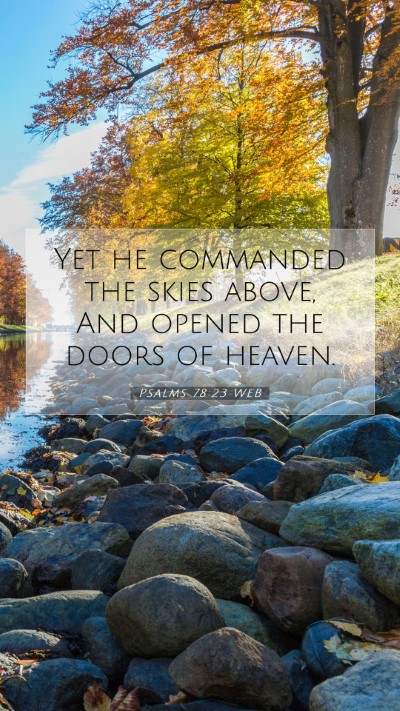 Picture 07 - Psalms 78:23 WEB Mobile Phone Wallpaper - Yet he commanded the skies above, And opened the - Mobile Bible Verse Wallpaper