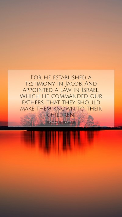 Picture 07 - Psalms 78:5 WEB Mobile Phone Wallpaper - For he established a testimony in Jacob, And - Mobile Bible Verse Wallpaper