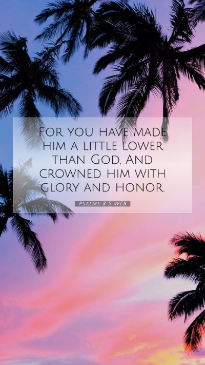 Picture 07 - Psalms 8:5 WEB Mobile Phone Wallpaper - For you have made him a little lower than God, - Mobile Bible Verse Wallpaper