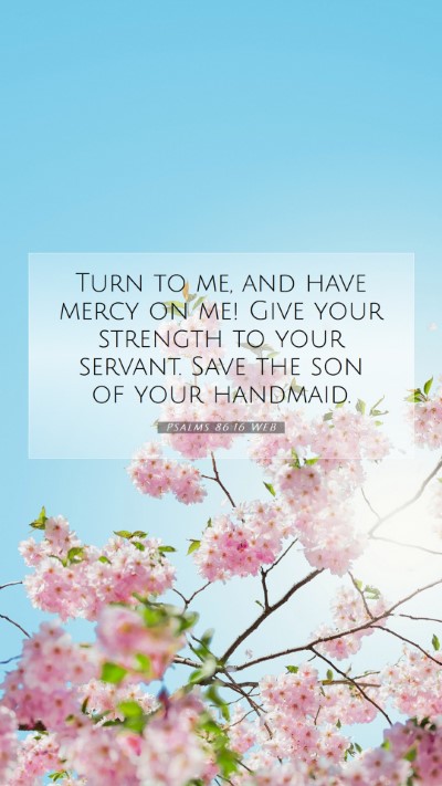 Picture 07 - Psalms 86:16 WEB Mobile Phone Wallpaper - Turn to me, and have mercy on me! Give your - Mobile Bible Verse Wallpaper