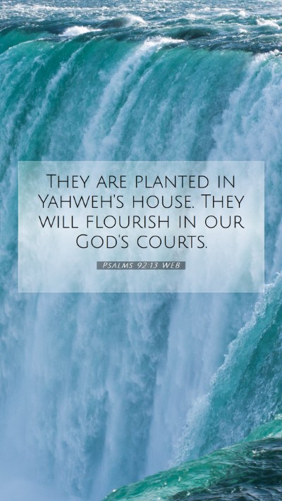 Picture 07 - Psalms 92:13 WEB Mobile Phone Wallpaper - They are planted in Yahweh's house. They will - Mobile Bible Verse Wallpaper