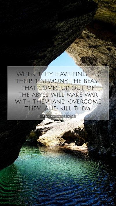 Picture 07 - Revelation 11:7 WEB Mobile Phone Wallpaper - When they have finished their testimony, the - Mobile Bible Verse Wallpaper