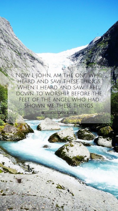 Picture 07 - Revelation 22:8 WEB Mobile Phone Wallpaper - Now I, John, am the one who heard and saw these - Mobile Bible Verse Wallpaper