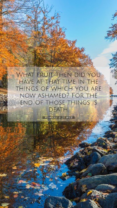 Picture 07 - Romans 6:21 WEB Mobile Phone Wallpaper - What fruit then did you have at that time in the - Mobile Bible Verse Wallpaper