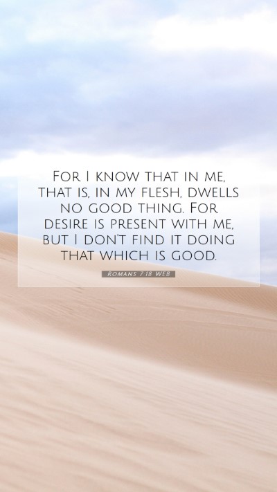 Picture 07 - Romans 7:18 WEB Mobile Phone Wallpaper - For I know that in me, that is, in my flesh, - Mobile Bible Verse Wallpaper