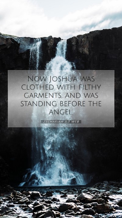 Picture 07 - Zechariah 3:3 WEB Mobile Phone Wallpaper - Now Joshua was clothed with filthy garments, and - Mobile Bible Verse Wallpaper