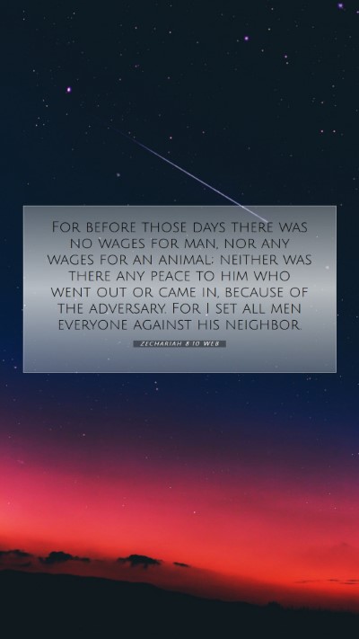 Picture 07 - Zechariah 8:10 WEB Mobile Phone Wallpaper - For before those days there was no wages for man, - Mobile Bible Verse Wallpaper