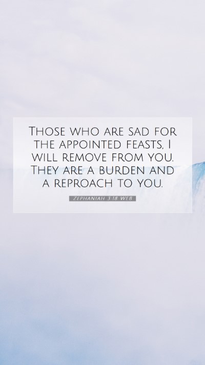 Picture 07 - Zephaniah 3:18 WEB Mobile Phone Wallpaper - Those who are sad for the appointed feasts, I - Mobile Bible Verse Wallpaper